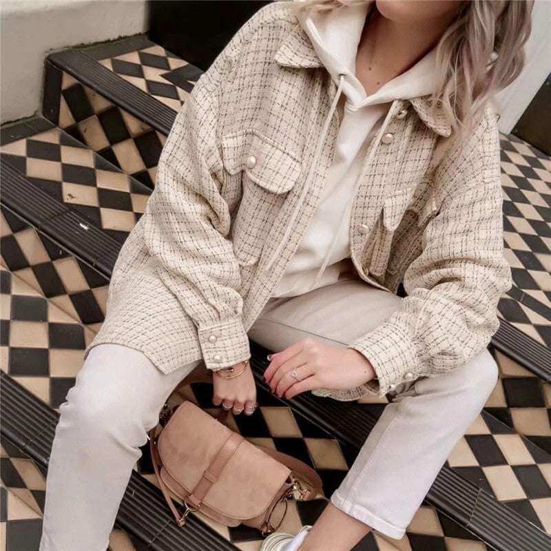 Women vintage oversize plaid long shirts autumnGlow Chic