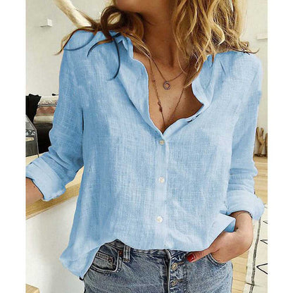 Glow Chic's Casual Loose Linen Shirt - Glow Chic