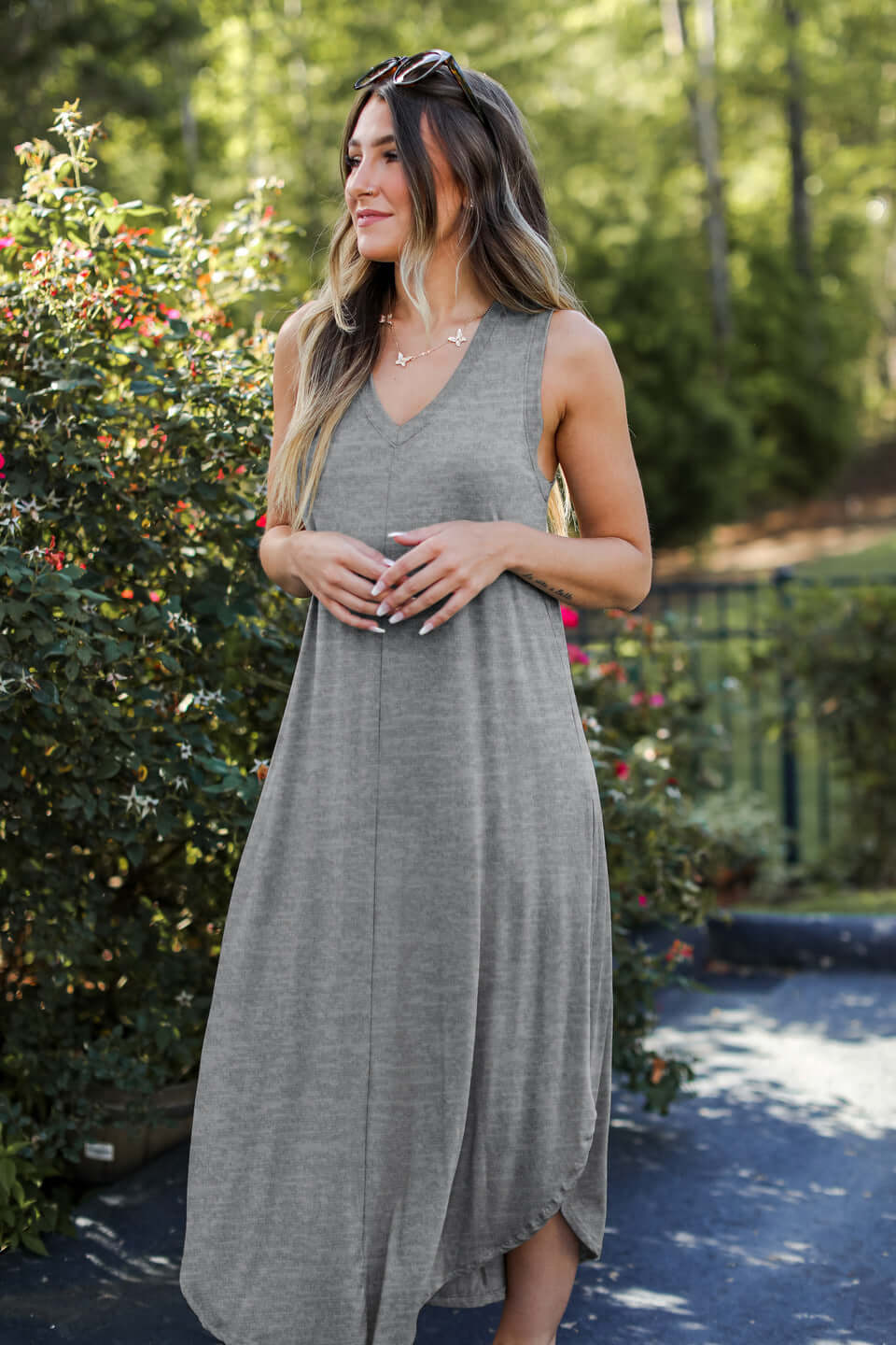 Glow Chic's Casual V-neck Sleeveless Long Dress - Glow Chic