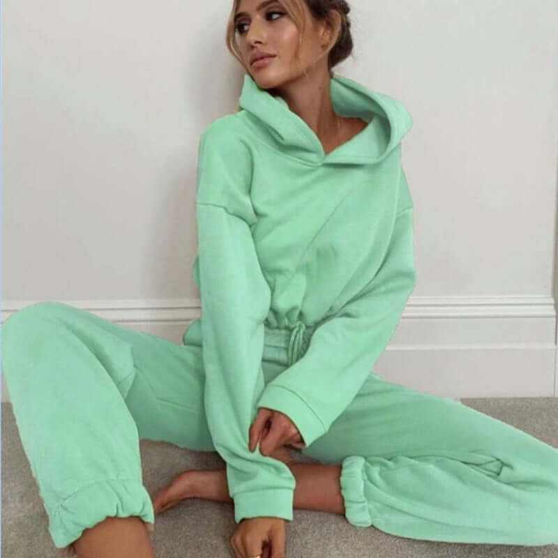 Light Green jogging suit providing comfort and safety for day and night workouts.