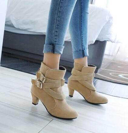 Ankle Boots - Glow Chic's Warm Leather High Heel Style