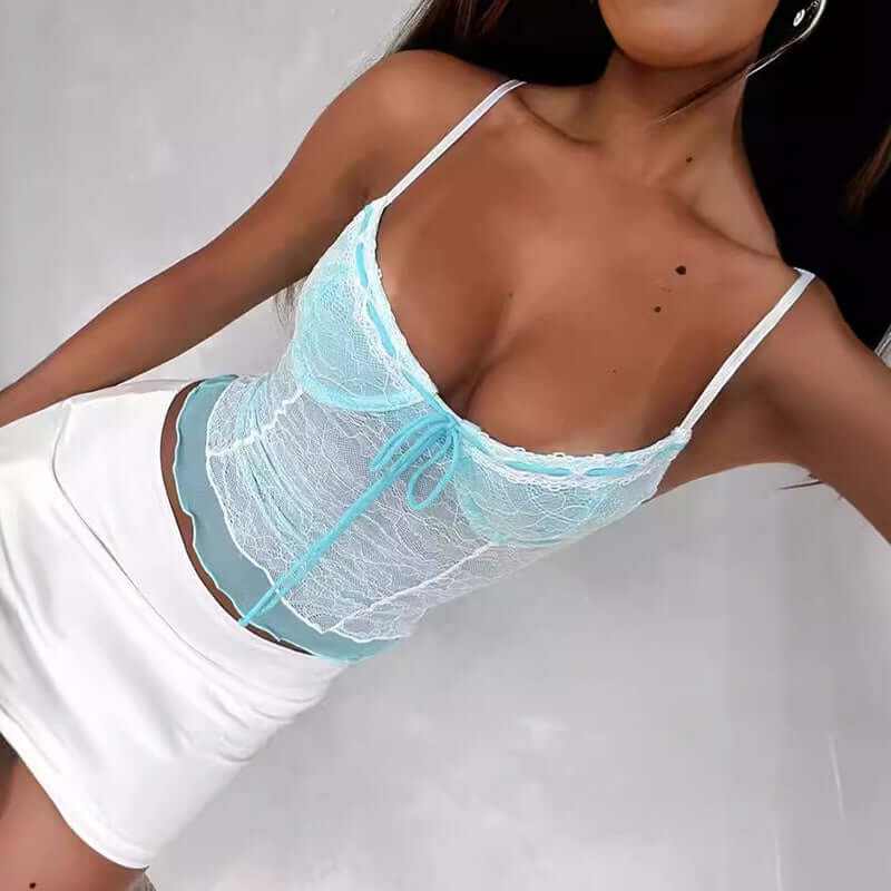 Glow Chic’s Lace Camisole – Slim Gauze Backless Top - Glow Chic