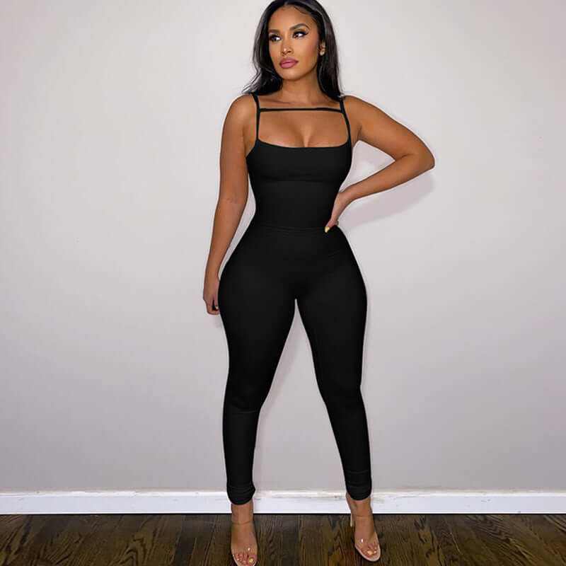 Glow Chic's Solid Color Suspender Jumpsuit - Glow Chic