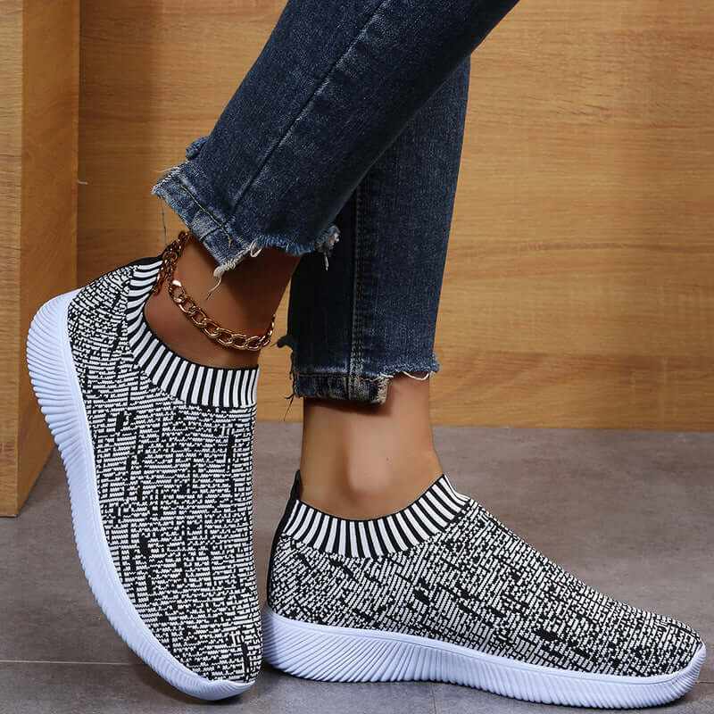 Sneakers - Glow Chic's Stripe Knit Sock Sneakers for Style