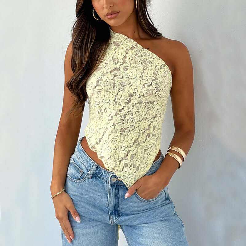 Glow Chic’s Lace Backless Top – Solid Color Streetwear - Glow Chic