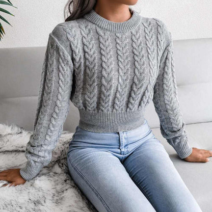 Glow Chic's Knitted Cropped Sweater With Twist Waist - Glow Chic