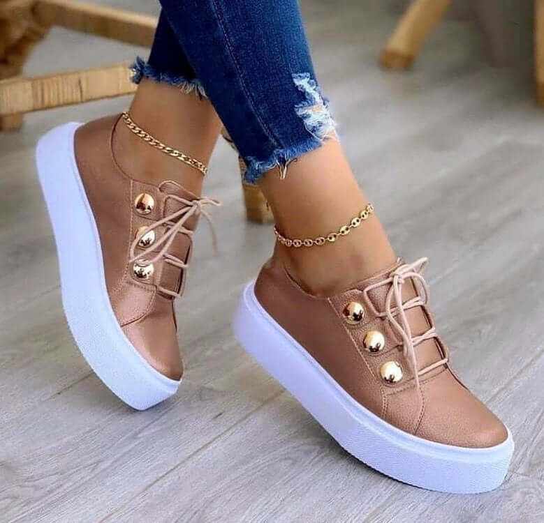 Glow Chic's Casual Lace-up Flat Sneakers - Glow Chic