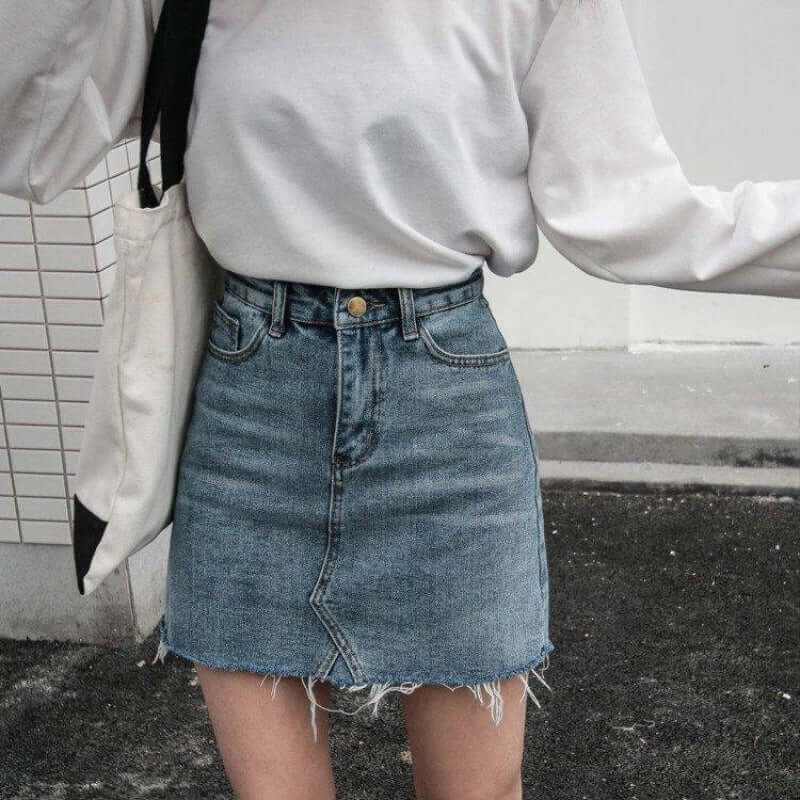 Skirt | Casual High-Waist Denim Pencil by Glow Chic