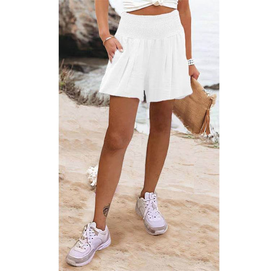 High Waist Shorts by Glow Chic in white, stylish and flattering design.