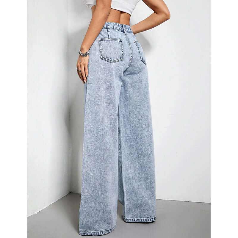 Glow Chic's Wide Leg Loose Denim Trousers - Glow Chic