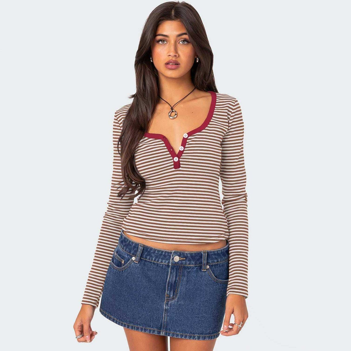 Contrast color striped sweater by Glow Chic, stylish and fun.