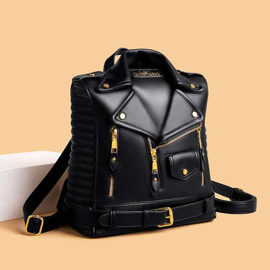 Soft Leather Textured Jacket Trendy Wild Clothes Backpack - Glow Chic