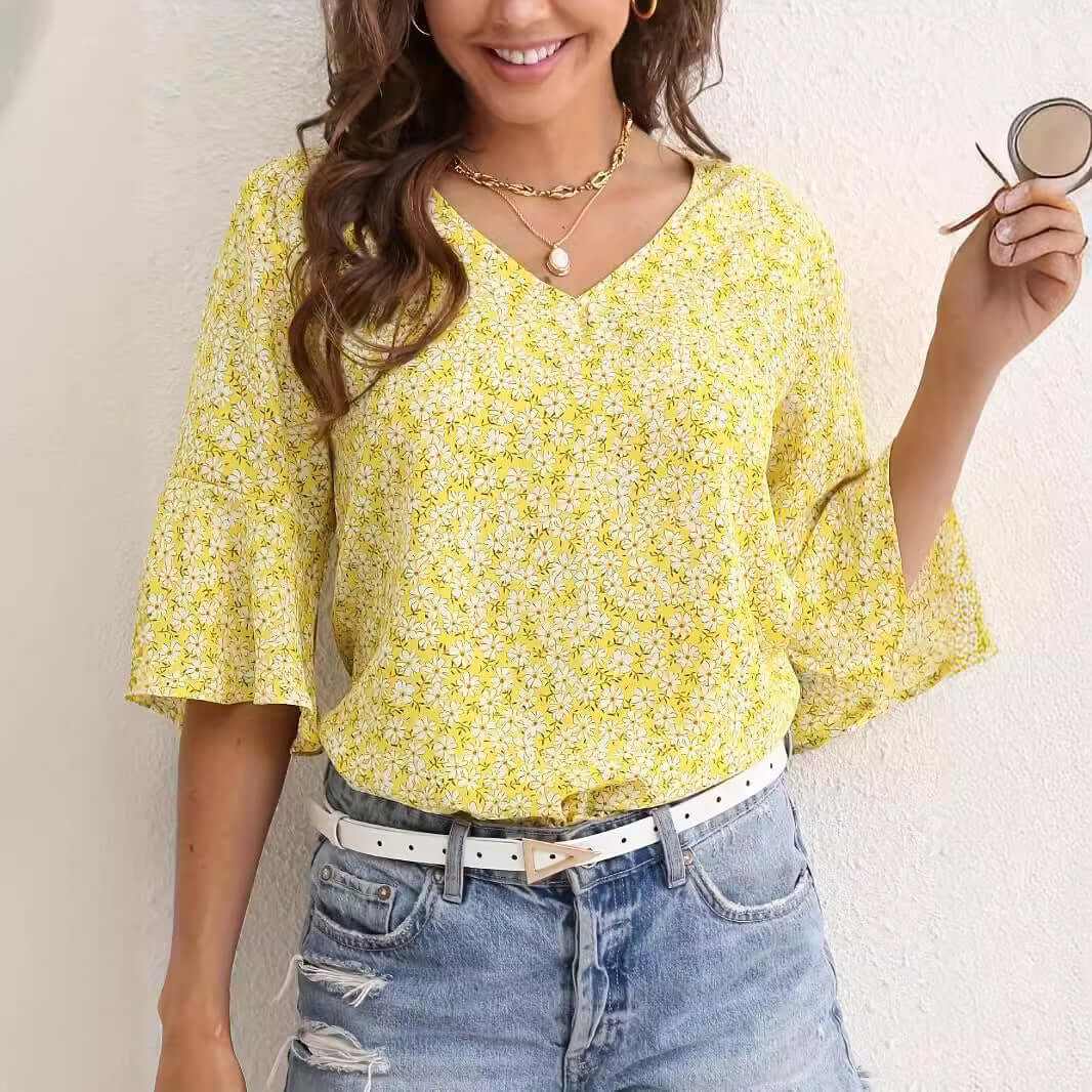 Glow Chic's Chiffon Loose Short-Sleeved Shirt - Glow Chic