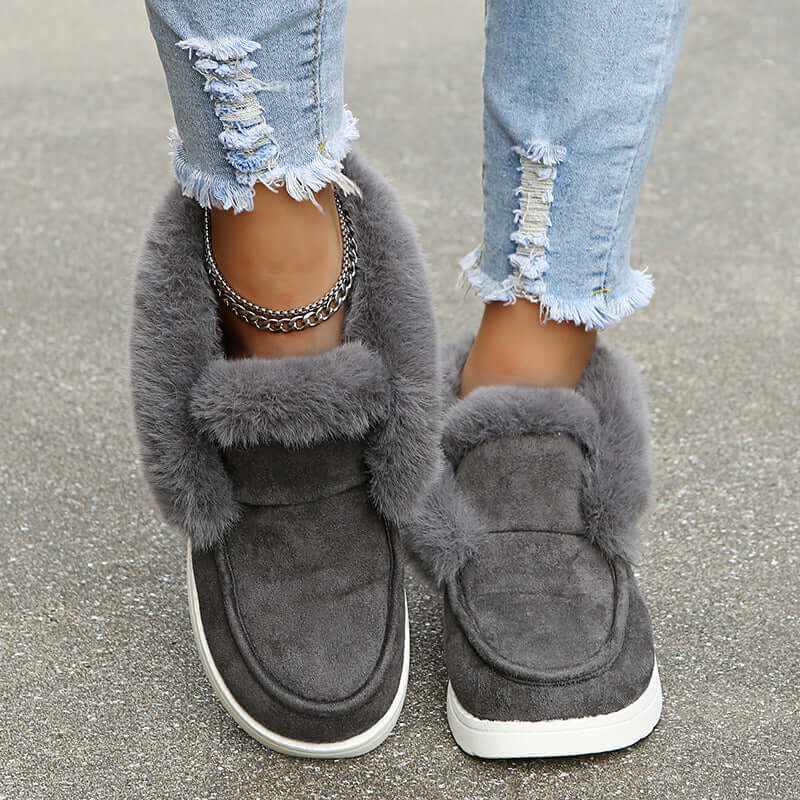 Ankle Boots - Glow Chic's Plush Fur Snow Boots for Winter