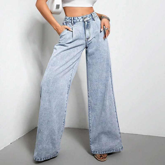 Wide Leg Loose Denim TrousersGlow Chic