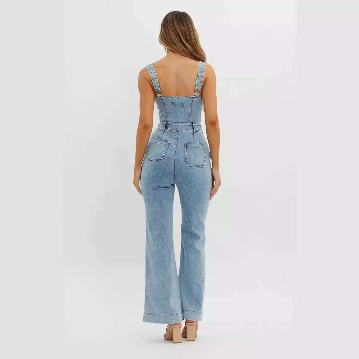 Glow Chic's Shoulder Strap Slim Cowboy Siamese Pants - Glow Chic