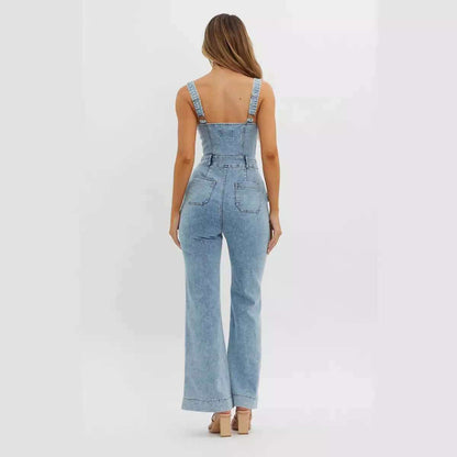 Glow Chic's Shoulder Strap Slim Cowboy Siamese Pants - Glow Chic