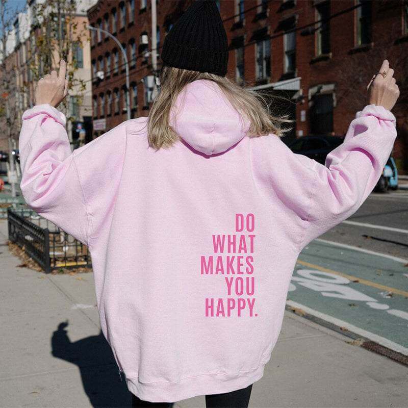 Hoodie | Glow Chic's Sporty 'Do What Makes You Happy' Hoodie