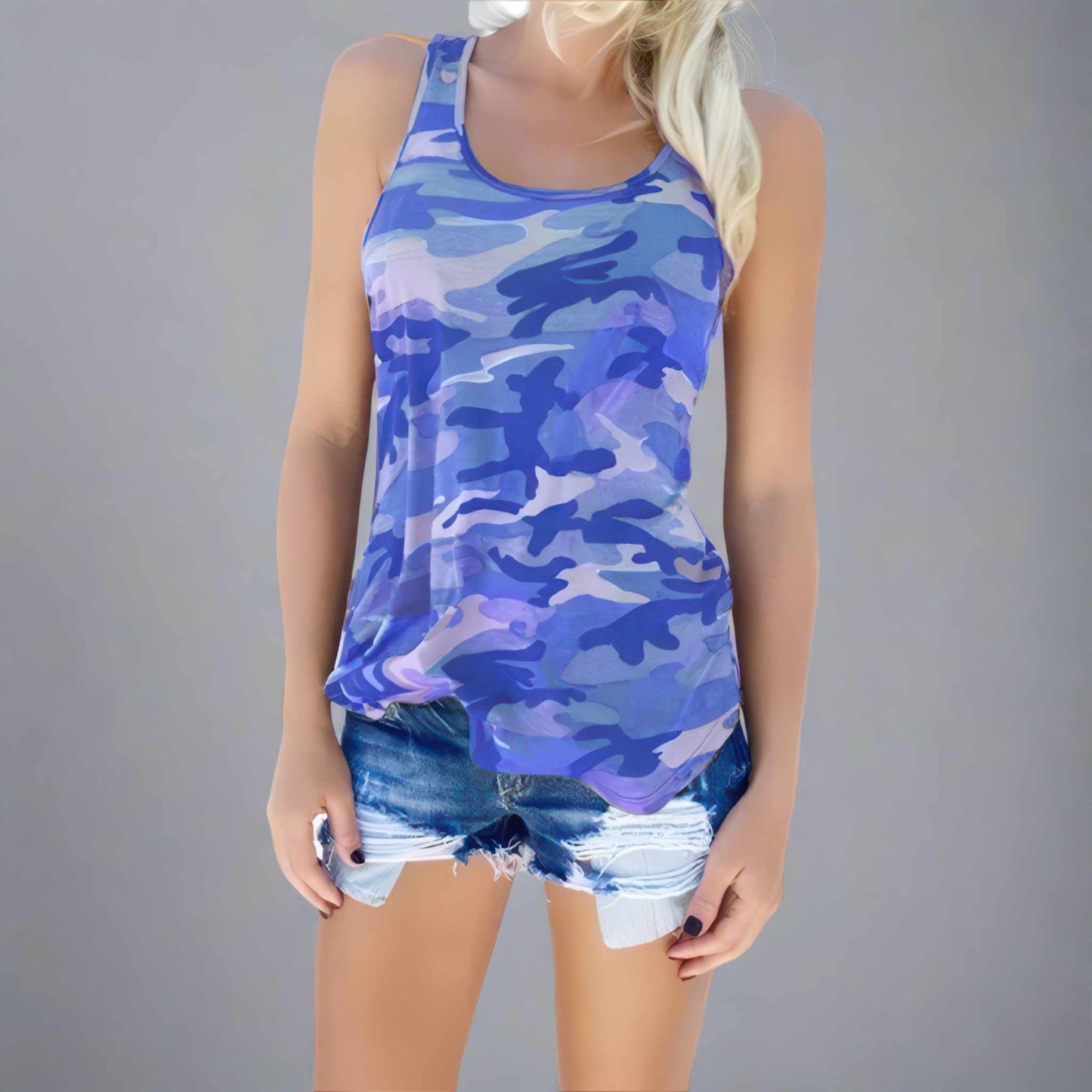 Top | Glow Chic's Camouflage Sleeveless for Stylish Nights