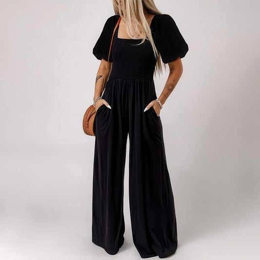 Glow Chic's Square Collar Short Sleeved Jumpsuit