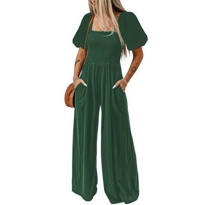 Glow Chic's Square Collar Short Sleeved Jumpsuit