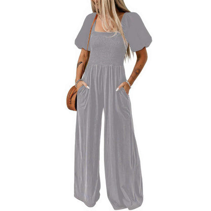 Glow Chic's Square Collar Short Sleeved Jumpsuit