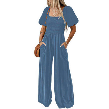 Glow Chic's Square Collar Short Sleeved Jumpsuit