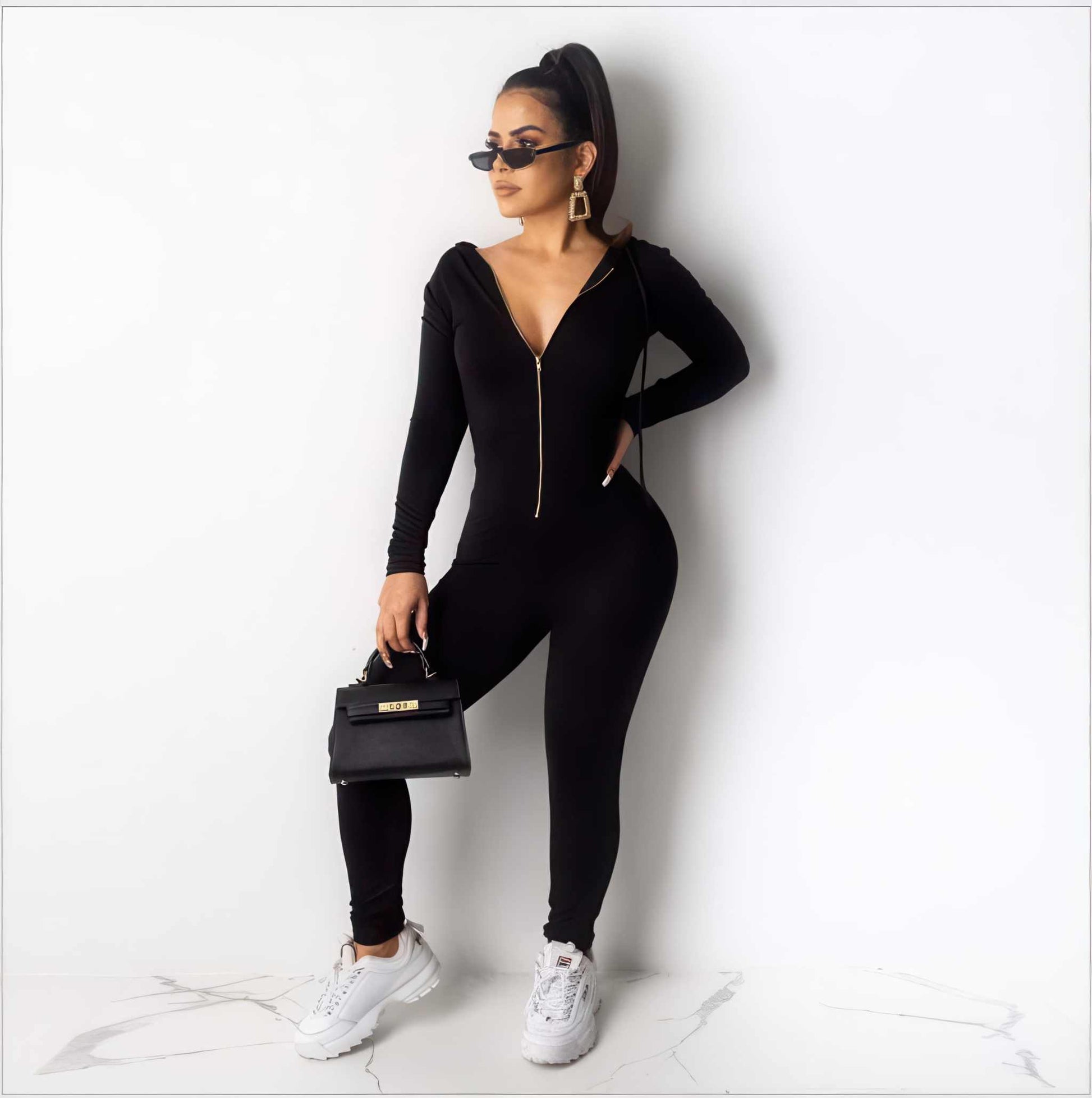 Jumpsuit | Glow Chic's Fashion Zipper Hoodie Jumpsuit