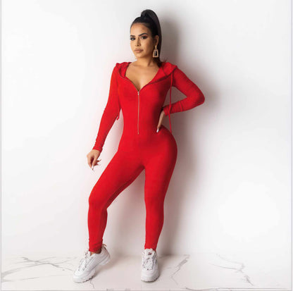 Jumpsuit | Glow Chic's Fashion Zipper Hoodie Jumpsuit