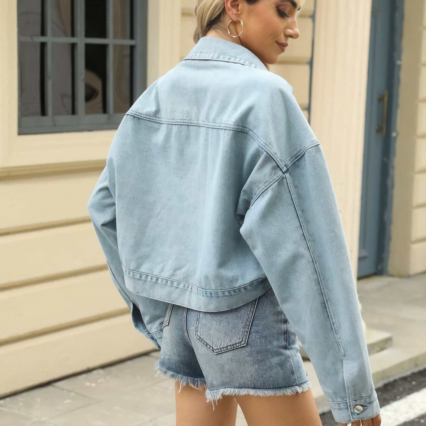 Jacket | Glow Chic's Loose Cropped Denim - Trendy Outerwear