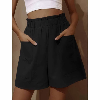 Glow Chic's Casual Wide-Leg Shorts with Pockets – Elastic Fit