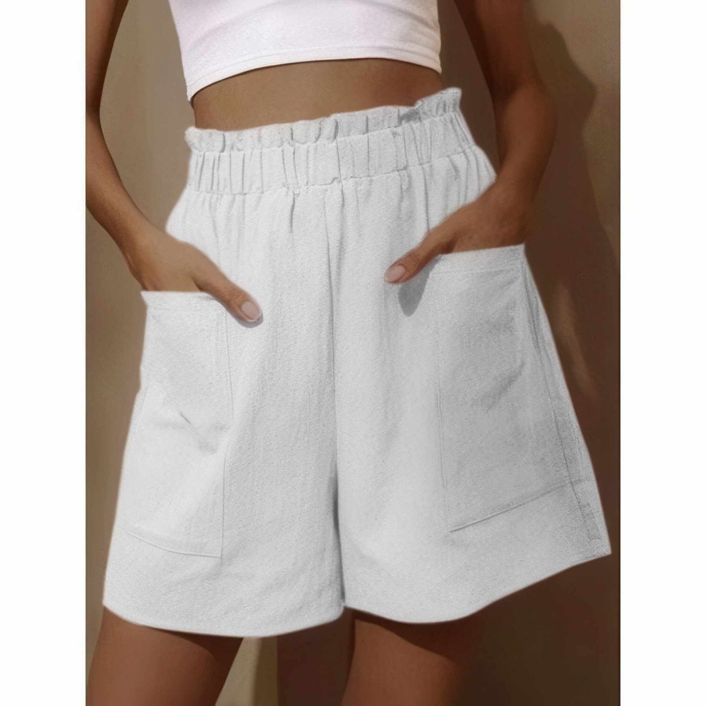 Glow Chic's Casual Wide-Leg Shorts with Pockets – Elastic Fit