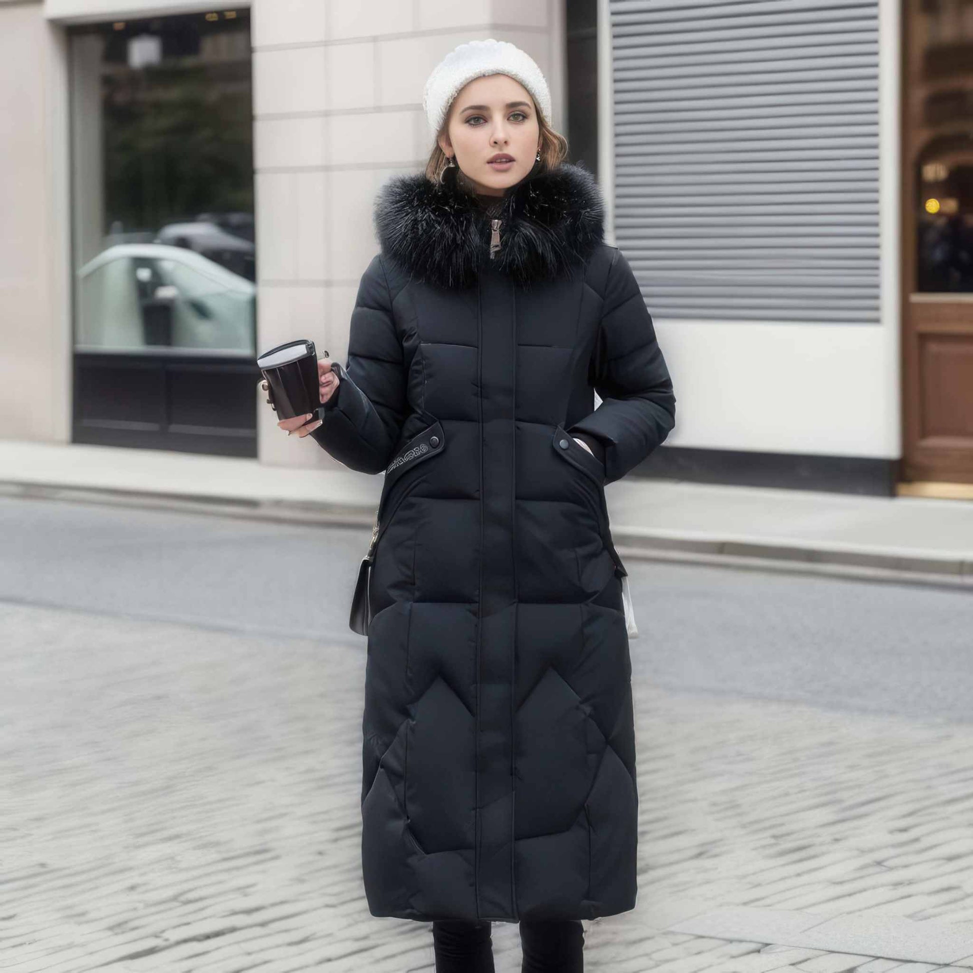 Coat | Glow Chic's Over-the-Knee Cotton-Padded Quilted