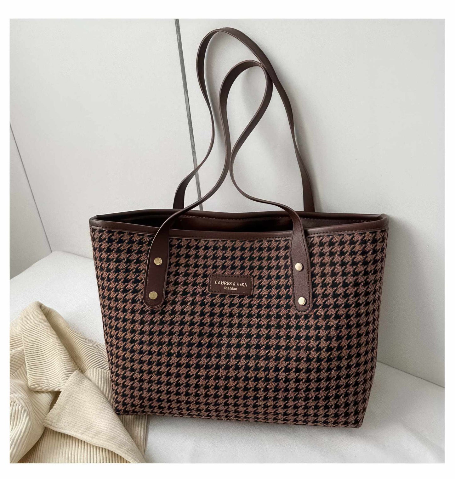 Shoulder Bag | Glow Chic's Winter Fashion Houndstooth Handbag