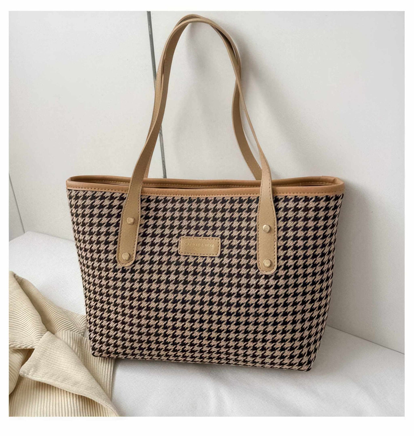 Shoulder Bag | Glow Chic's Winter Fashion Houndstooth Handbag